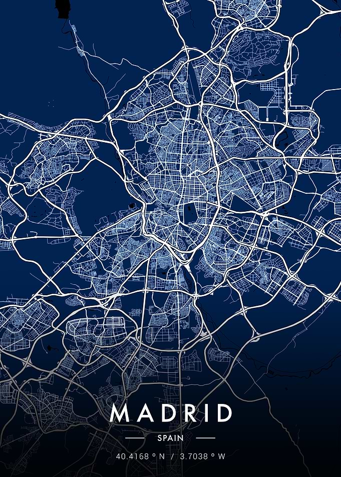 Madrid City Map Blueprint