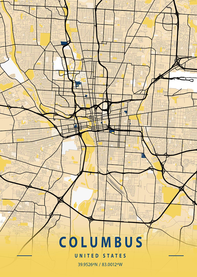 Columbus Yellow City Map