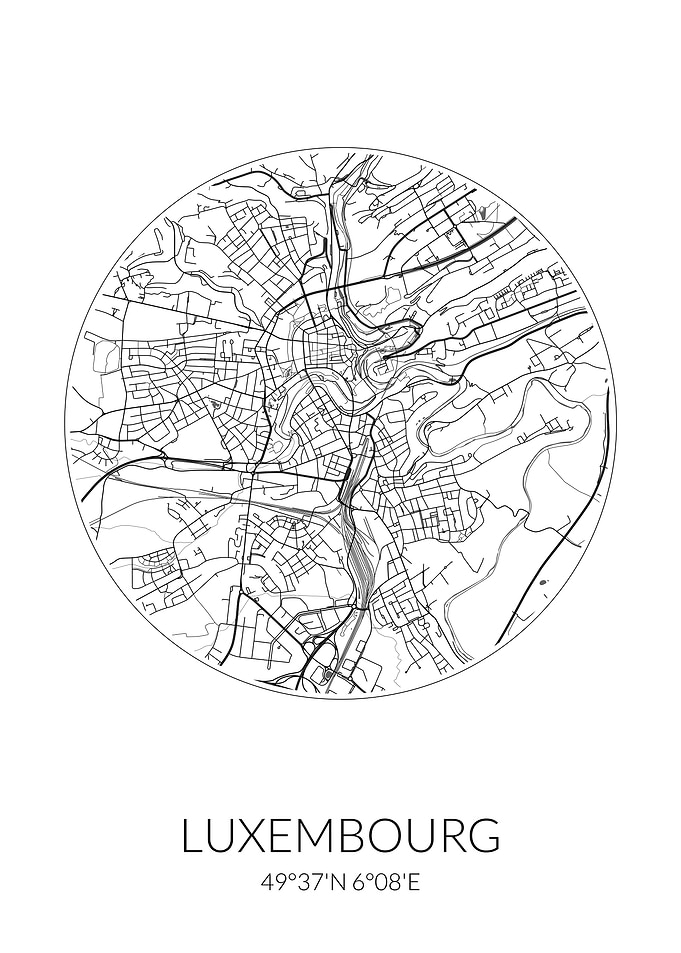 Luxembourg City Map White