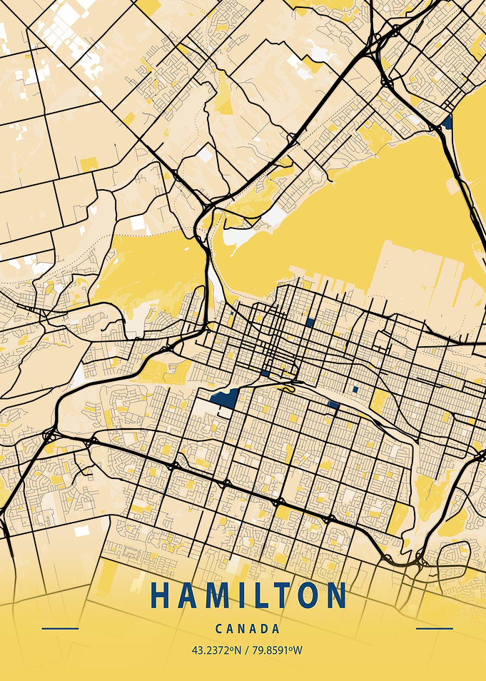 Hamilton Yellow City Map