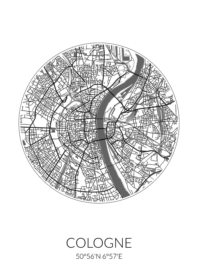 Cologne City Map White