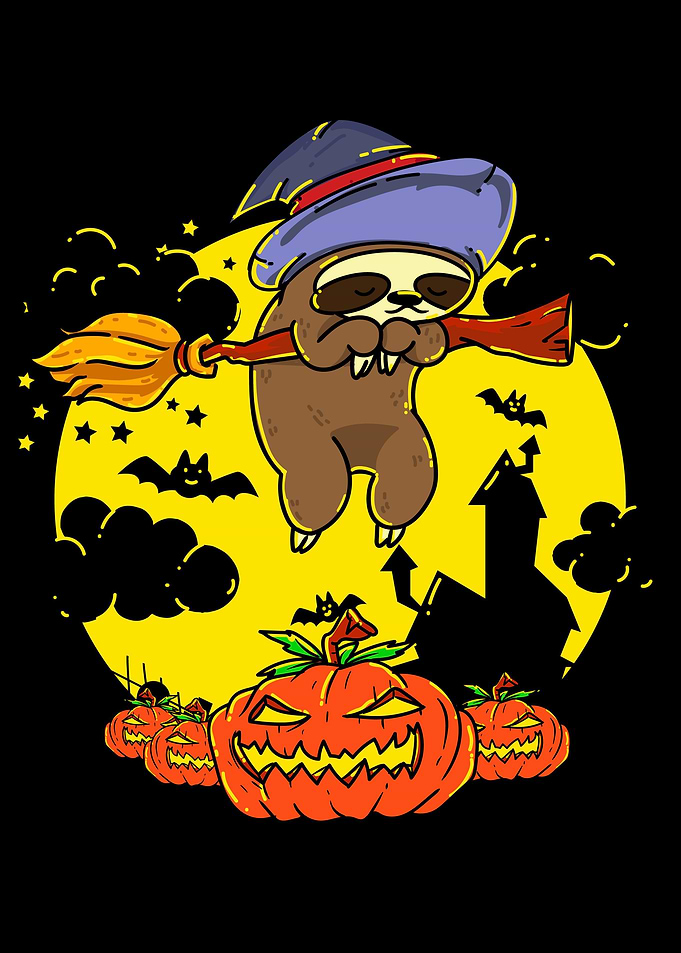 Funny Halloween sloth with