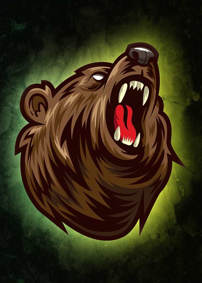Roaring furious bear
