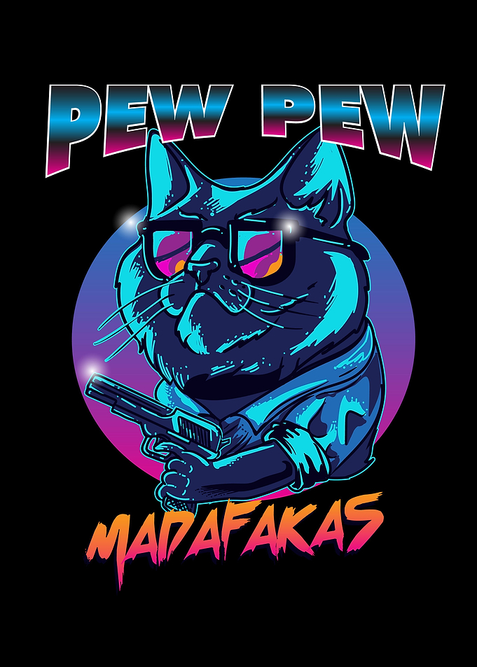 Cat Pew in retro style