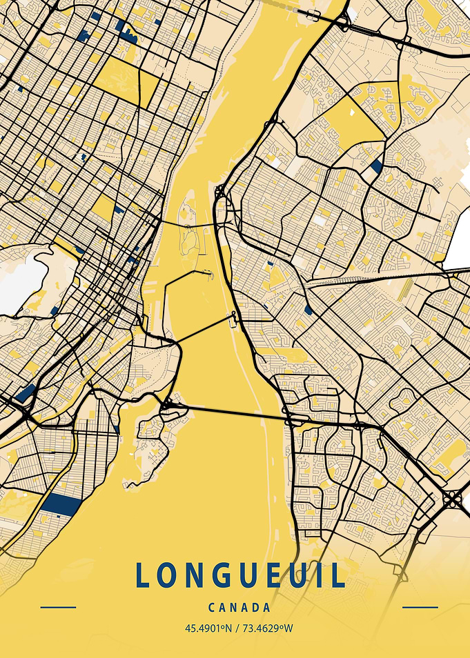 Longueuil Yellow City Map