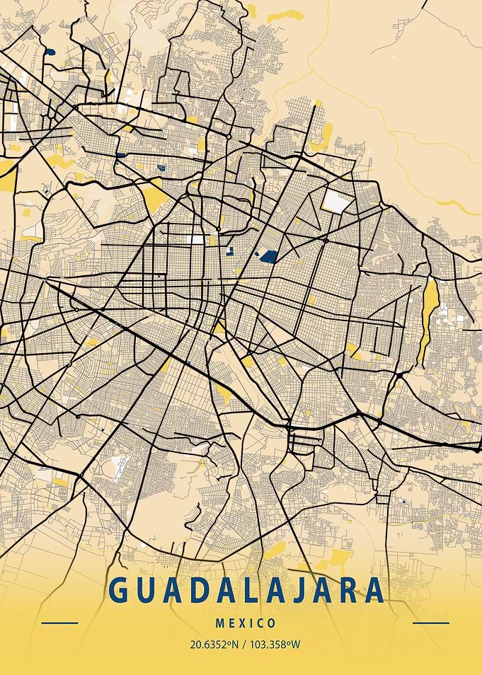 Guadalajara Yellow Map