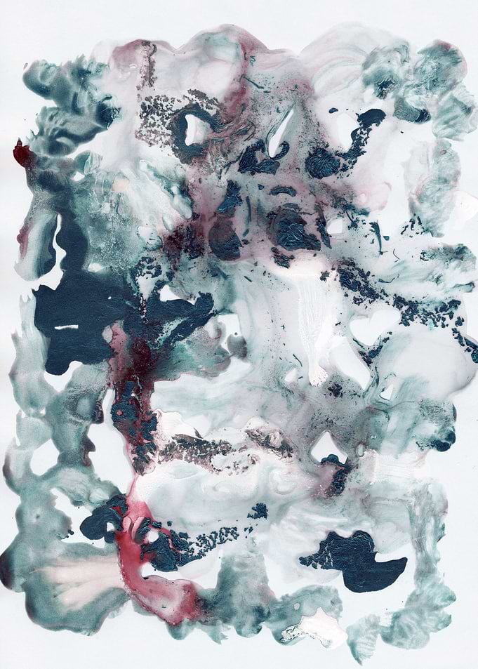 Dark Blue Red Ocean Ink 1
