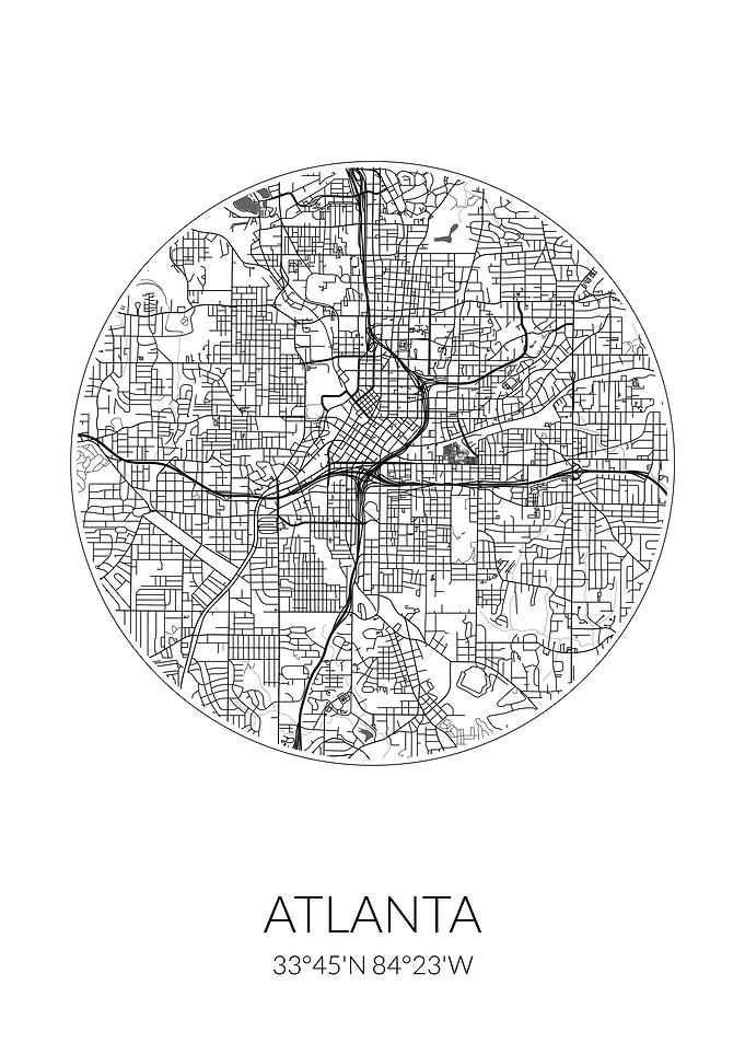 Atlanta City Map White