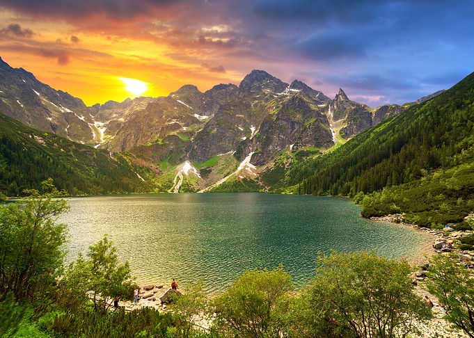Sunset in mountains