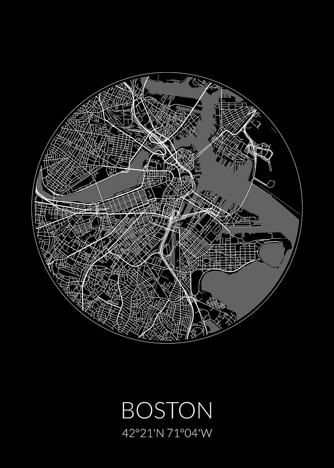 Boston City Map Black