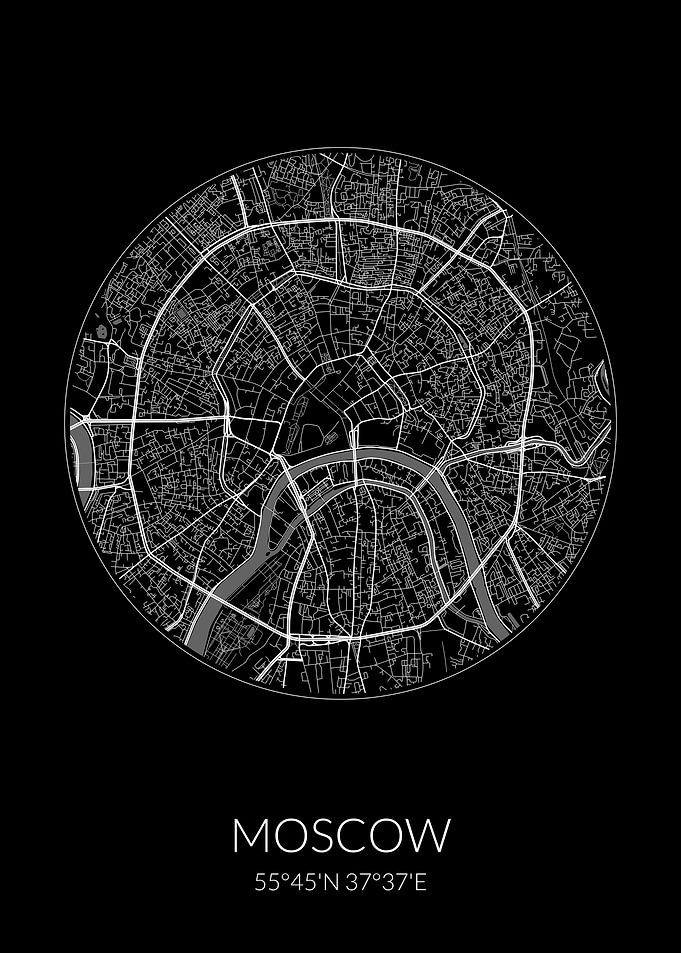 Moscow City Map Black