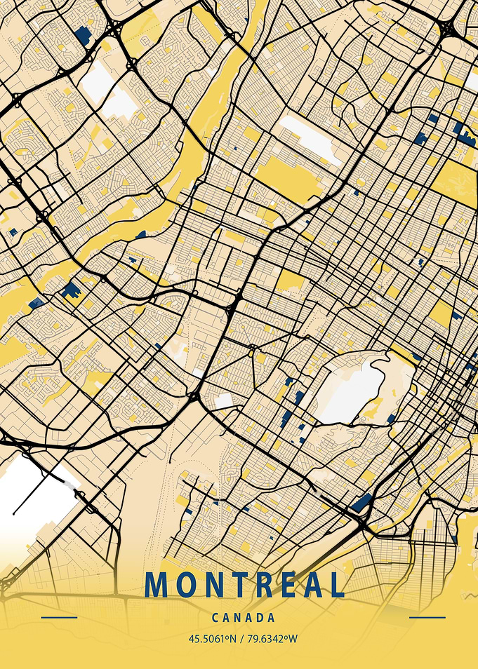 Montreal Yellow City Map