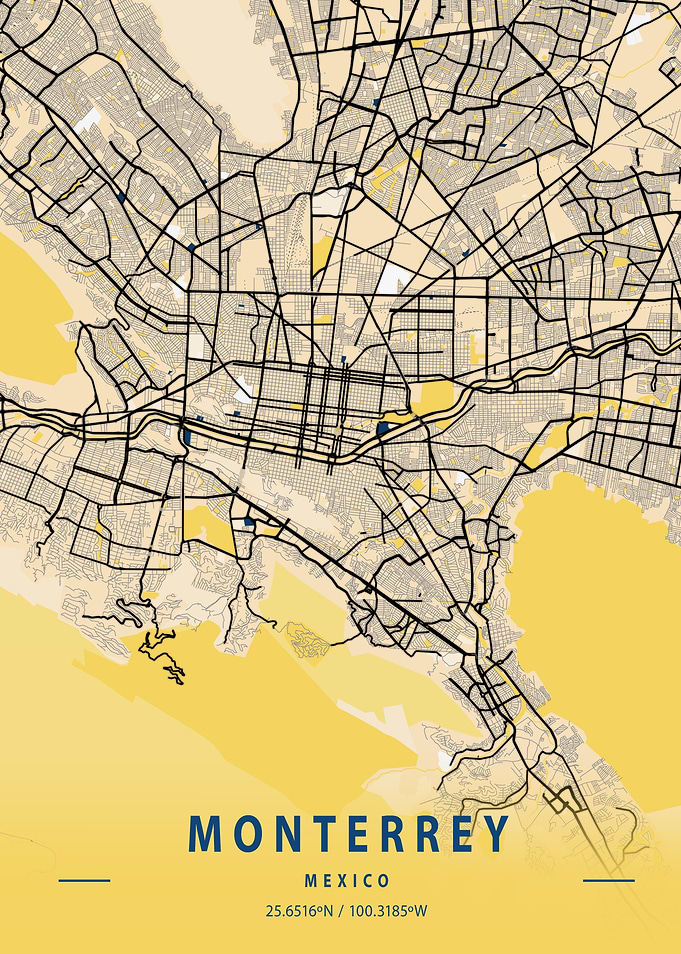 Monterrey Yellow City Map