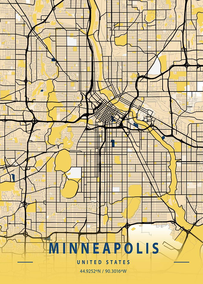 Minneapolis Yellow Map