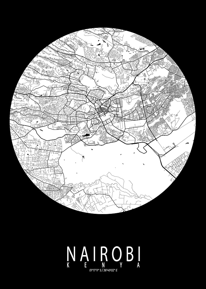 Nairobi City Map Full Moon