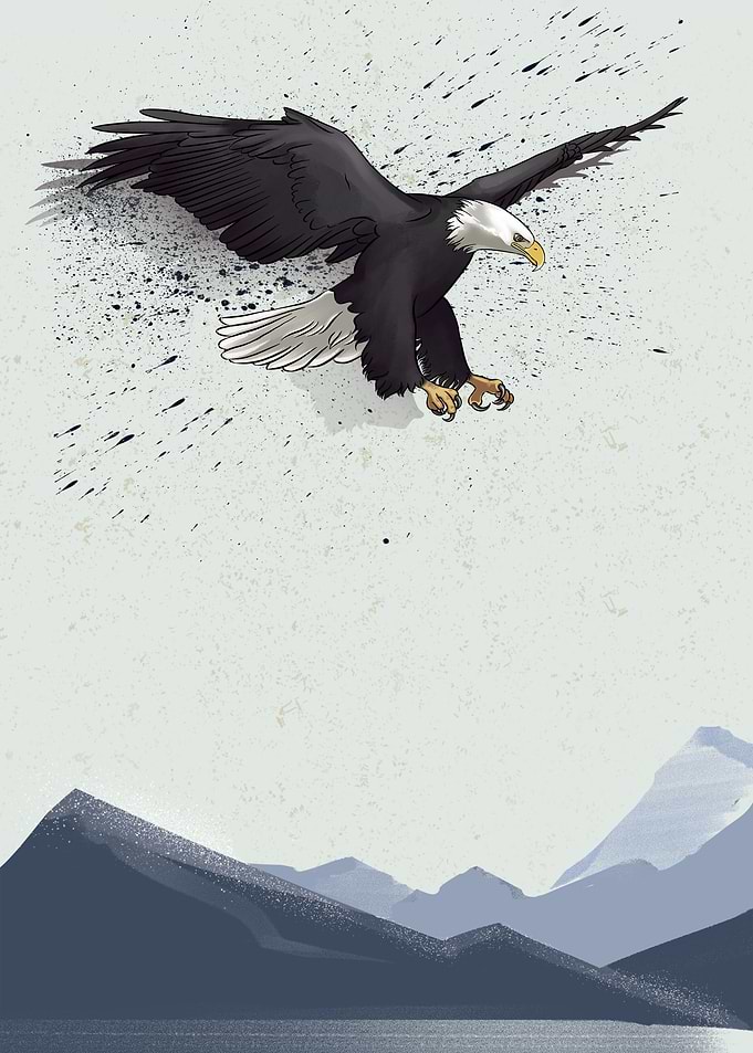 Eagle Bird over Mountains