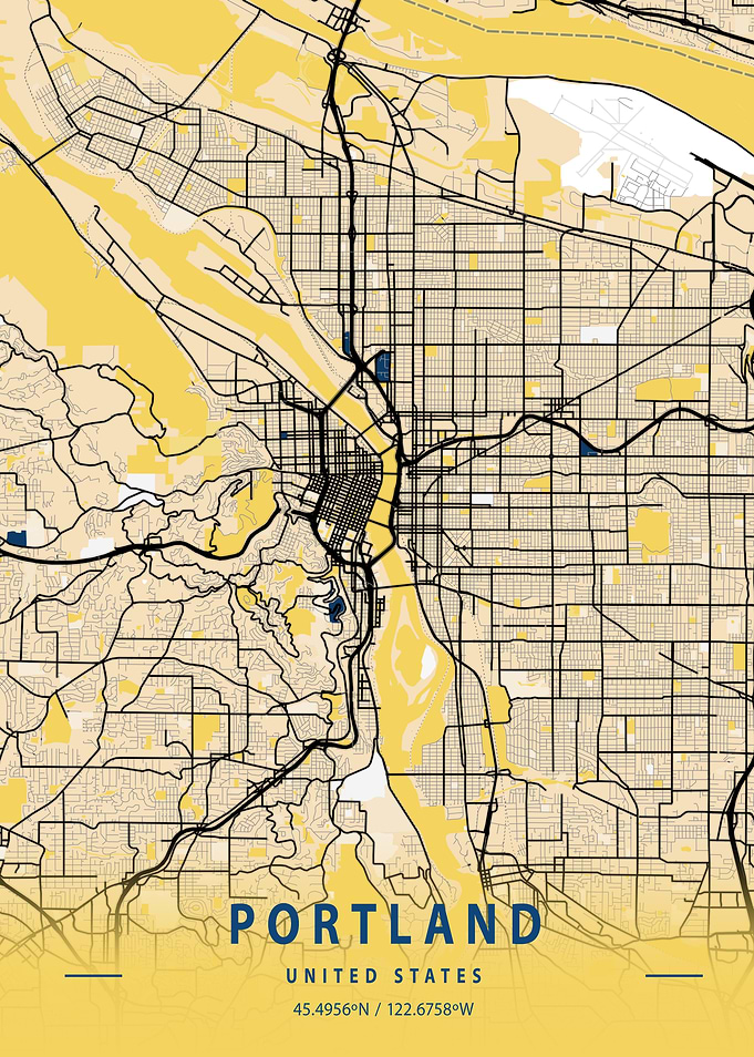 Portland Yellow City Map