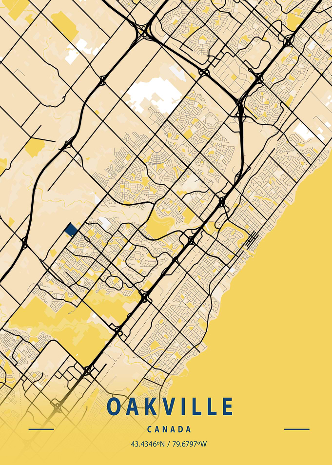 Oakville Yellow City Map