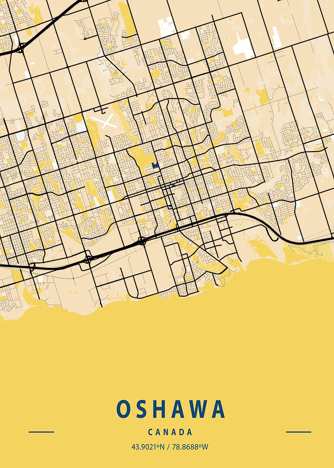 Oshawa Yellow City Map
