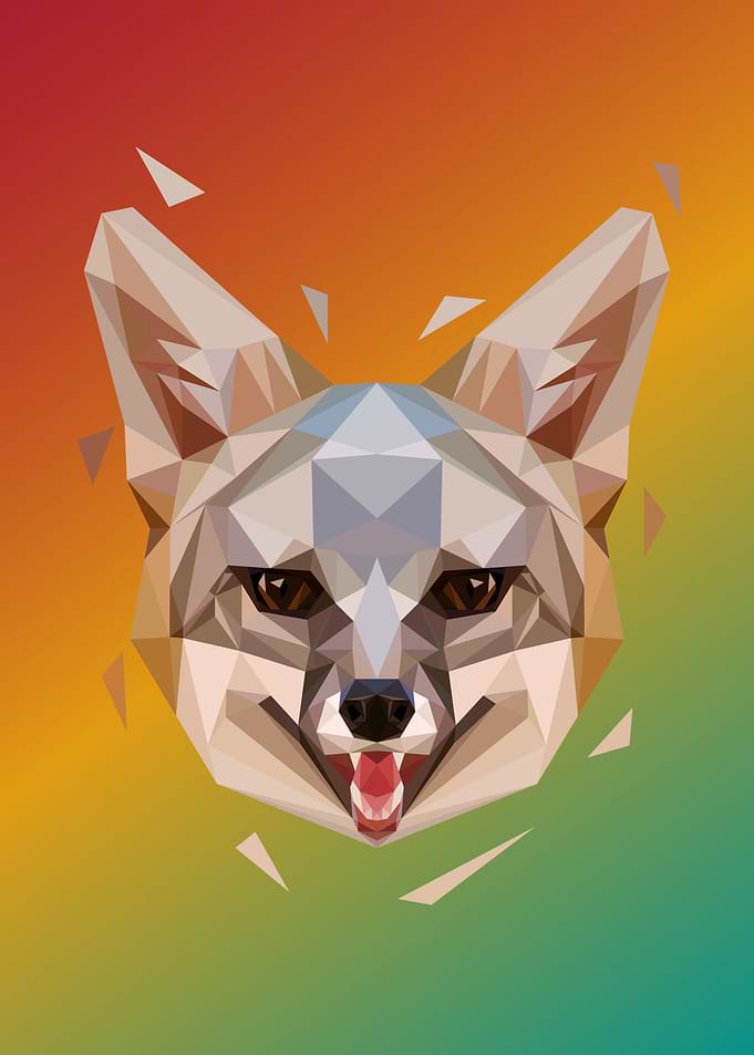 Fox in Lowpoly Art