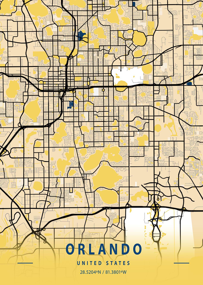 Orlando Yellow City Map