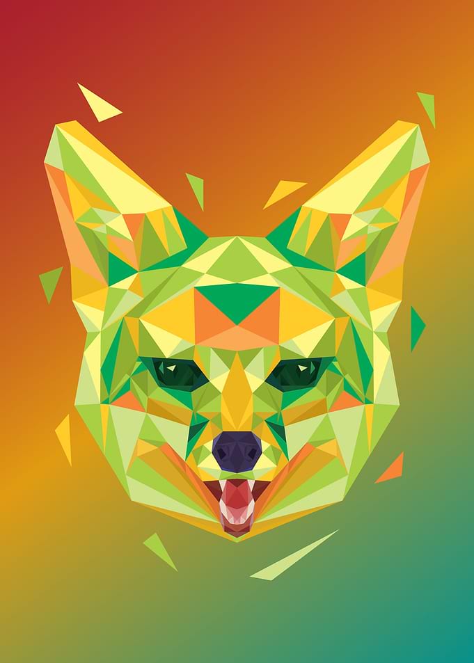 Fox in Lowpoly Art