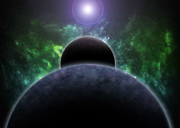 Gas giant and moon