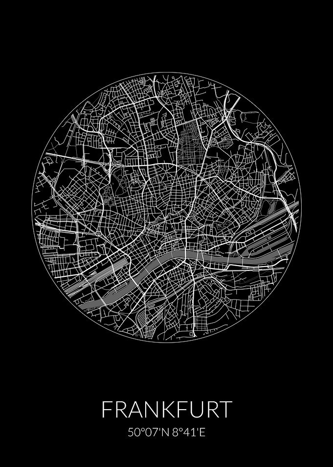 Frankfurt City Map Black