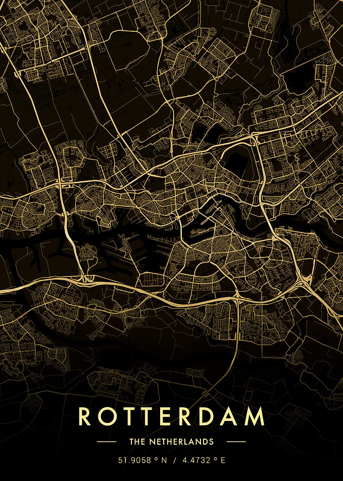 Rotterdam City Map Gold