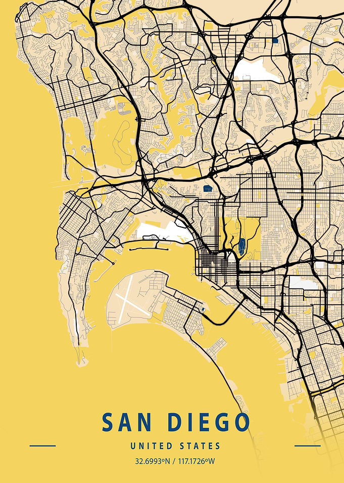 San Diego Yellow City Map