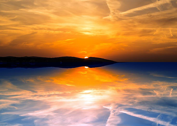 sunset orange oval blue