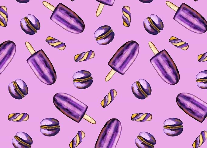 Macarons and blueberry ice