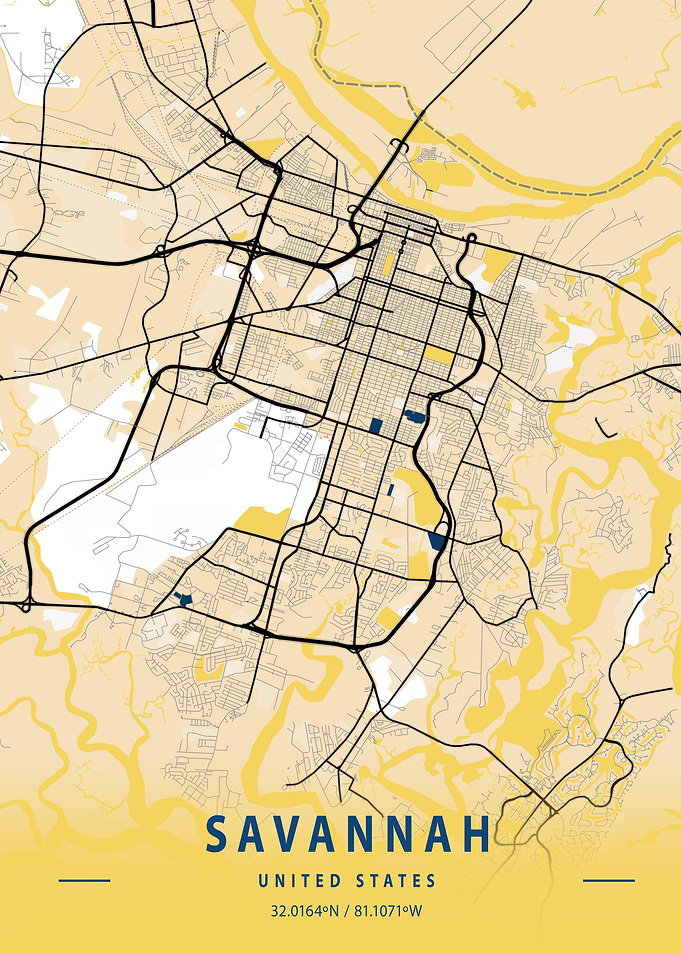 Savannah Yellow City Map