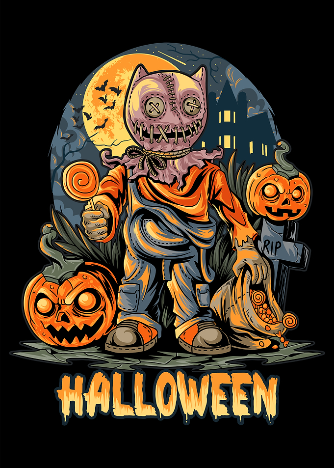 Halloween cat masked boy