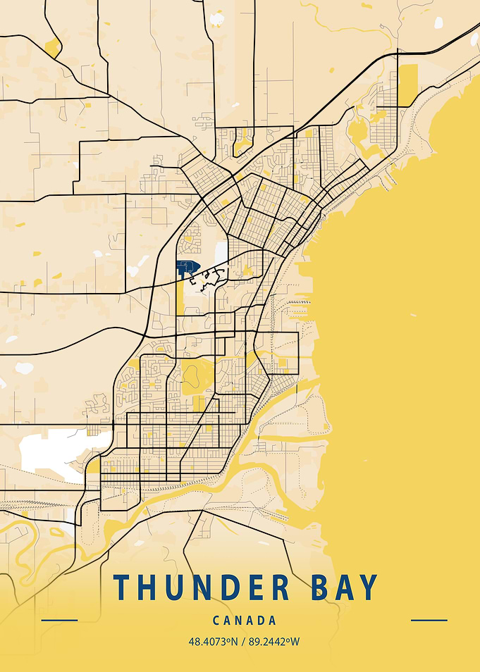 Thunder Bay Yellow Map