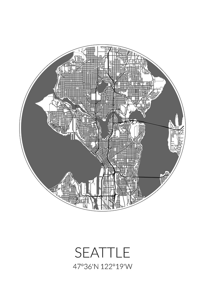 Seattle City Map White