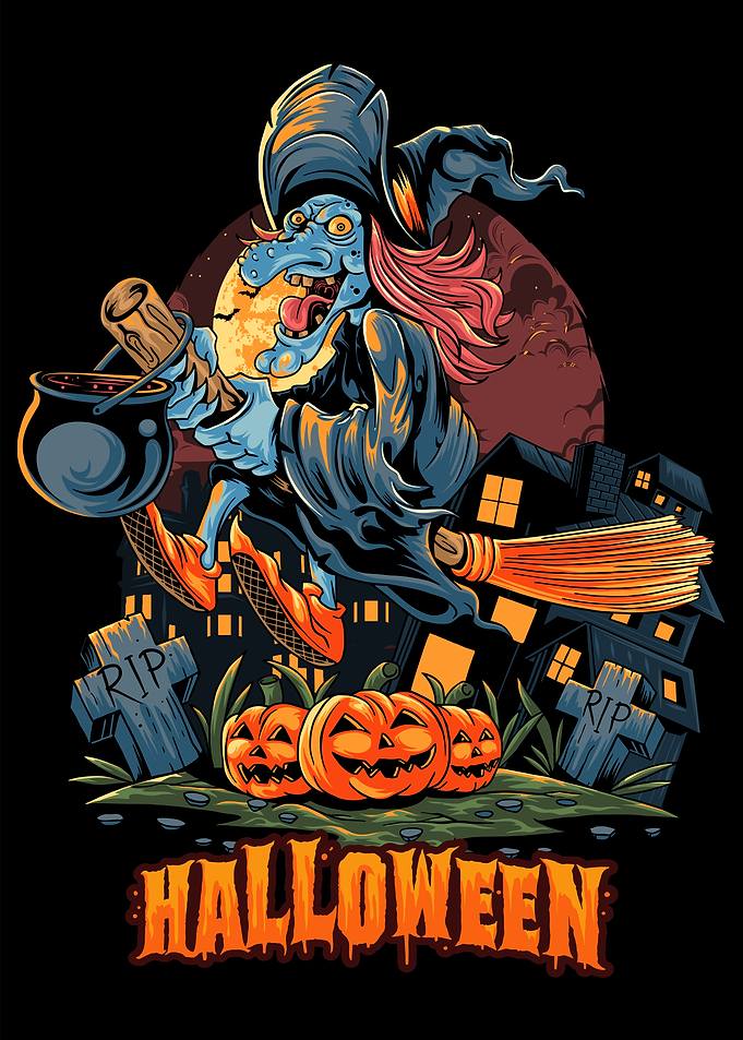 Halloween with on broom