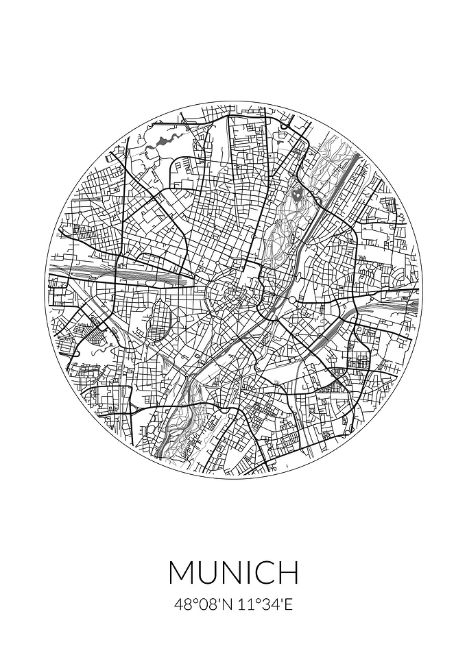 Munich City Map White