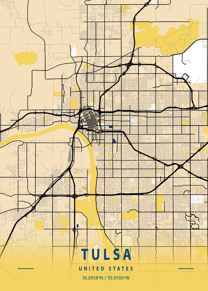 Tulsa Yellow City Map
