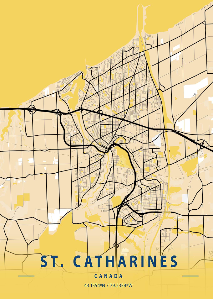 St Catharines Yellow Map