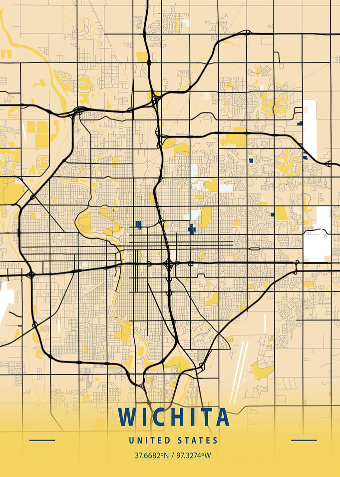 Wichita Yellow City Map