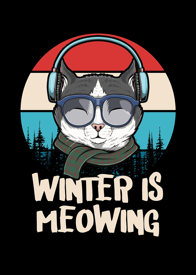 Funny Cat Motif Winter