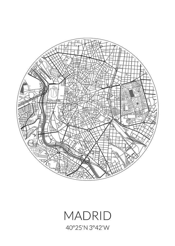 Madrid City Map White