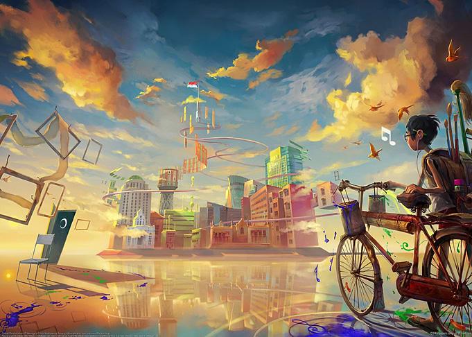 Beautiful view Art of town