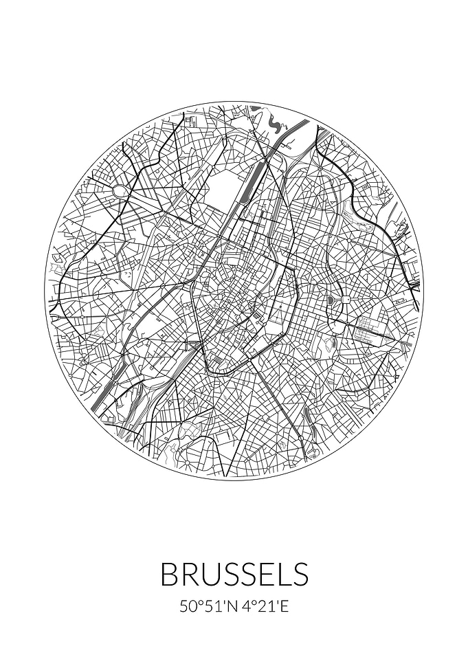 Brussels City Map White
