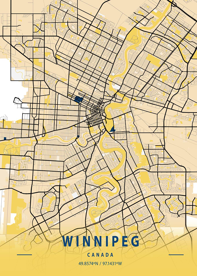Winnipeg Yellow City Map