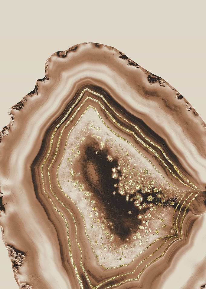 Soft Brown Agate Gold Foil