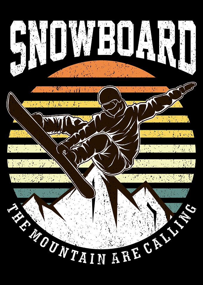 Retro Snowboard Mountains