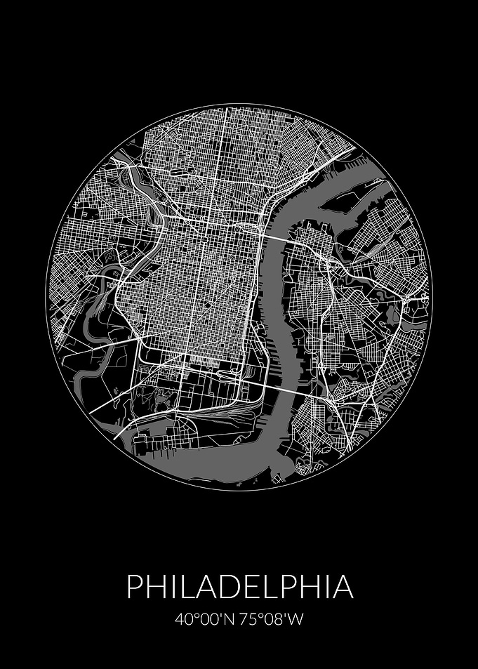 Philadelphia Map Black