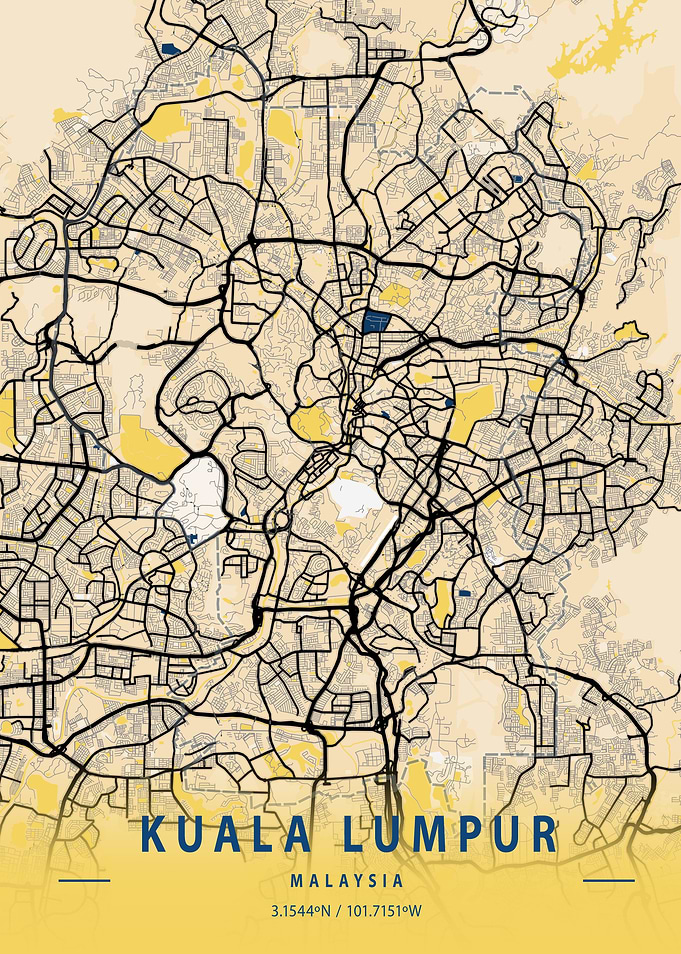 Kuala Lumpur Yellow Map